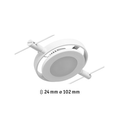 Weißer LED-Seilstrahler aus Metall mit 24 mm Höhe und 102 mm Durchmesser für moderne Beleuchtung