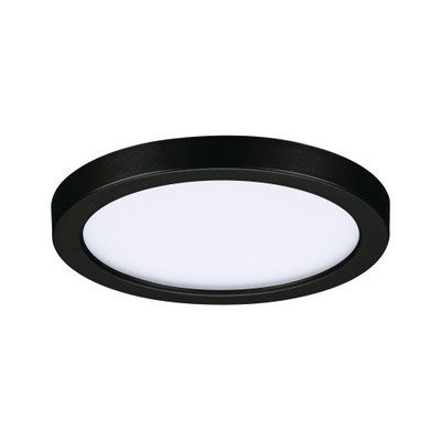 Plafonnier LED rond avec cadre en métal noir et diffuseur blanc pour éclairage intérieur moderne