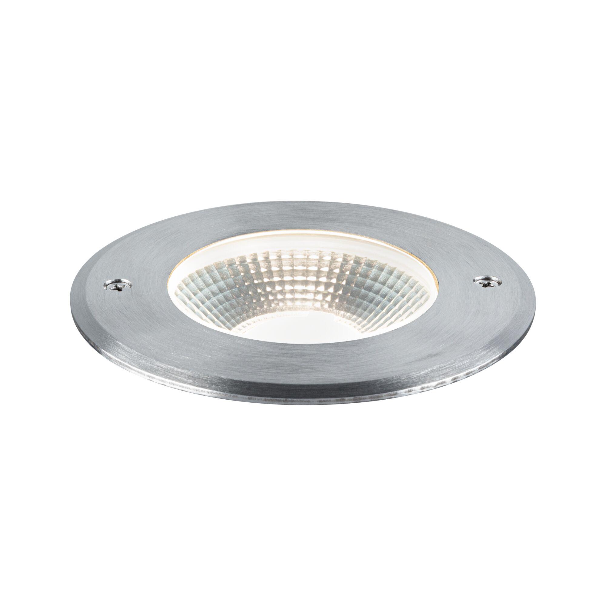 Round recessed spotlight in brushed silver aluminium with LED light source for indoor use