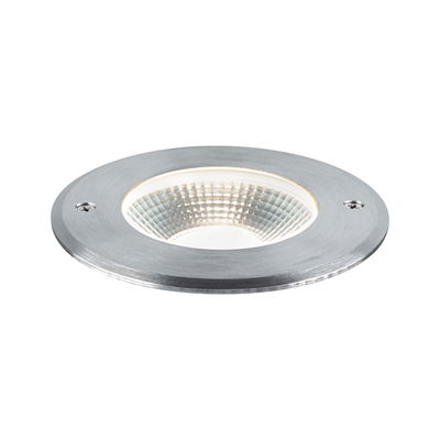 Round recessed LED light made of brushed aluminum with clear reflector for indoor lighting