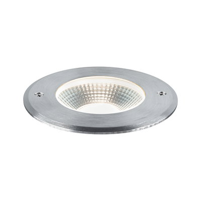 Round recessed spotlight in brushed silver aluminium with LED light source for indoor use