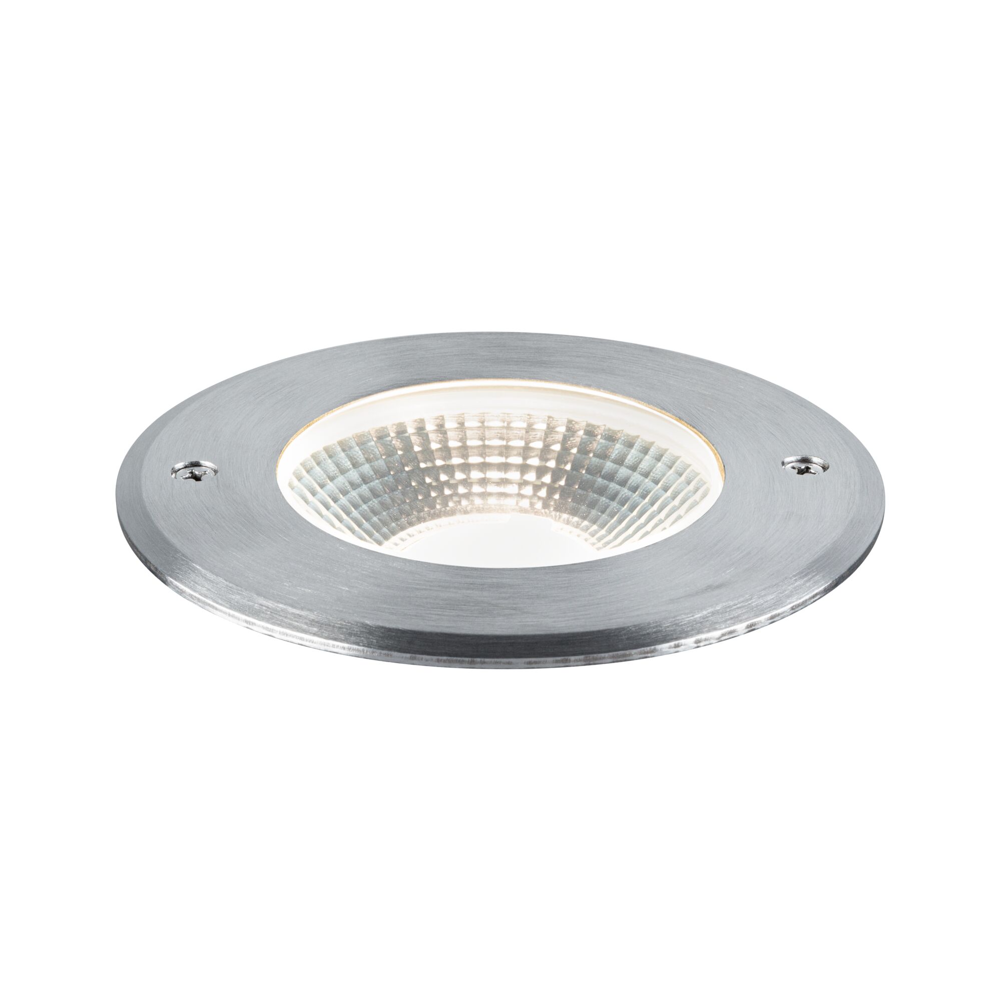 LED-grondinbouwlamp Vanea zeewater bestendig IP67 rond 100mm 3000K 3,5W 160lm 230V 93° Alu Aluminium Ronde inbouwspot van geborsteld zilverkleurig aluminium met LED-lichtbron voor binnen