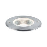 Round recessed spotlight in brushed silver aluminium with LED light source for indoor use