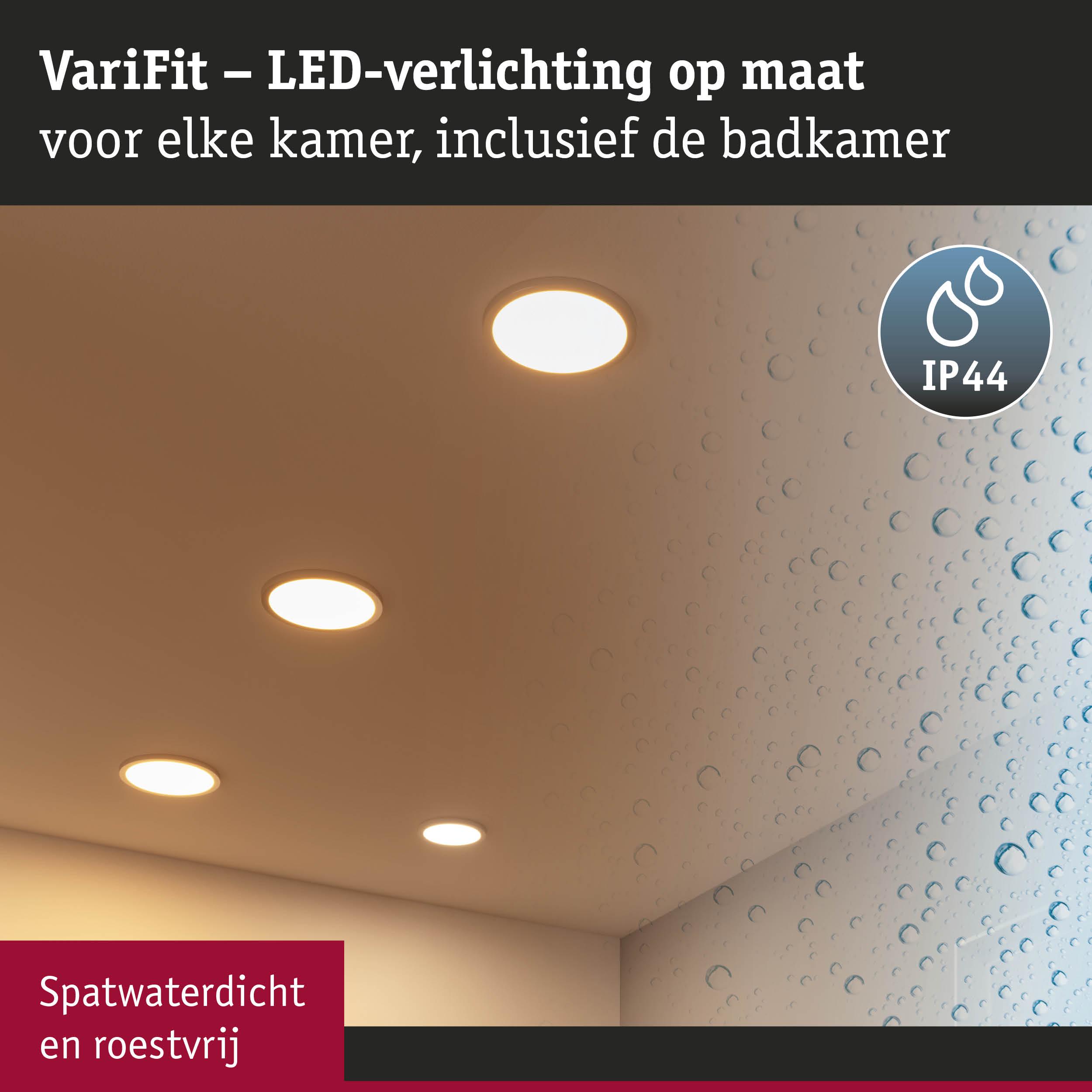 Vier ronde witte LED-inbouwspots met IP44 spatwaterdicht voor badkamerverlichting