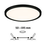 Round LED ceiling light with black frame and adjustable installation size 50-195 mm for living spaces