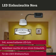 LED Einbauleuchte 3-Step-Dim Nova Coin 3-Step-Dim schwenkbar rund 84mm 50° Coin 6W 470lm 230V dimmbar 2700K Weiß matt