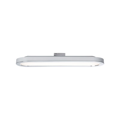 Flat white LED ceiling light with rounded corners made of plastic for modern room lighting