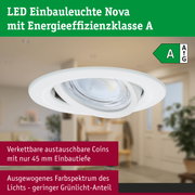 LED Einbauleuchte Nova in Weiß mit Energieeffizienzklasse A für moderne Wohnräume