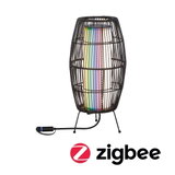 Zwarte metalen tafellamp met kleurrijke LED binnenverlichting en Zigbee slimme bediening