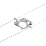 Moderner quadratischer LED-Seilstrahler in Silber mit warmweißem Licht für flexible Beleuchtung