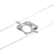 Moderner quadratischer LED-Seilstrahler in Silber mit warmweißem Licht für flexible Beleuchtung