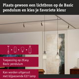 Moderne Basic Pendulum hanglamp met wit glas en E27 fitting in woonkamer