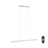 Modern LED pendant light in brushed aluminum with remote control and RGB color adjustment