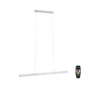 Nowoczesna lampa wisząca LED z aluminium szczotkowanego w kolorze srebrnym z pilotem do zmiany kolorów