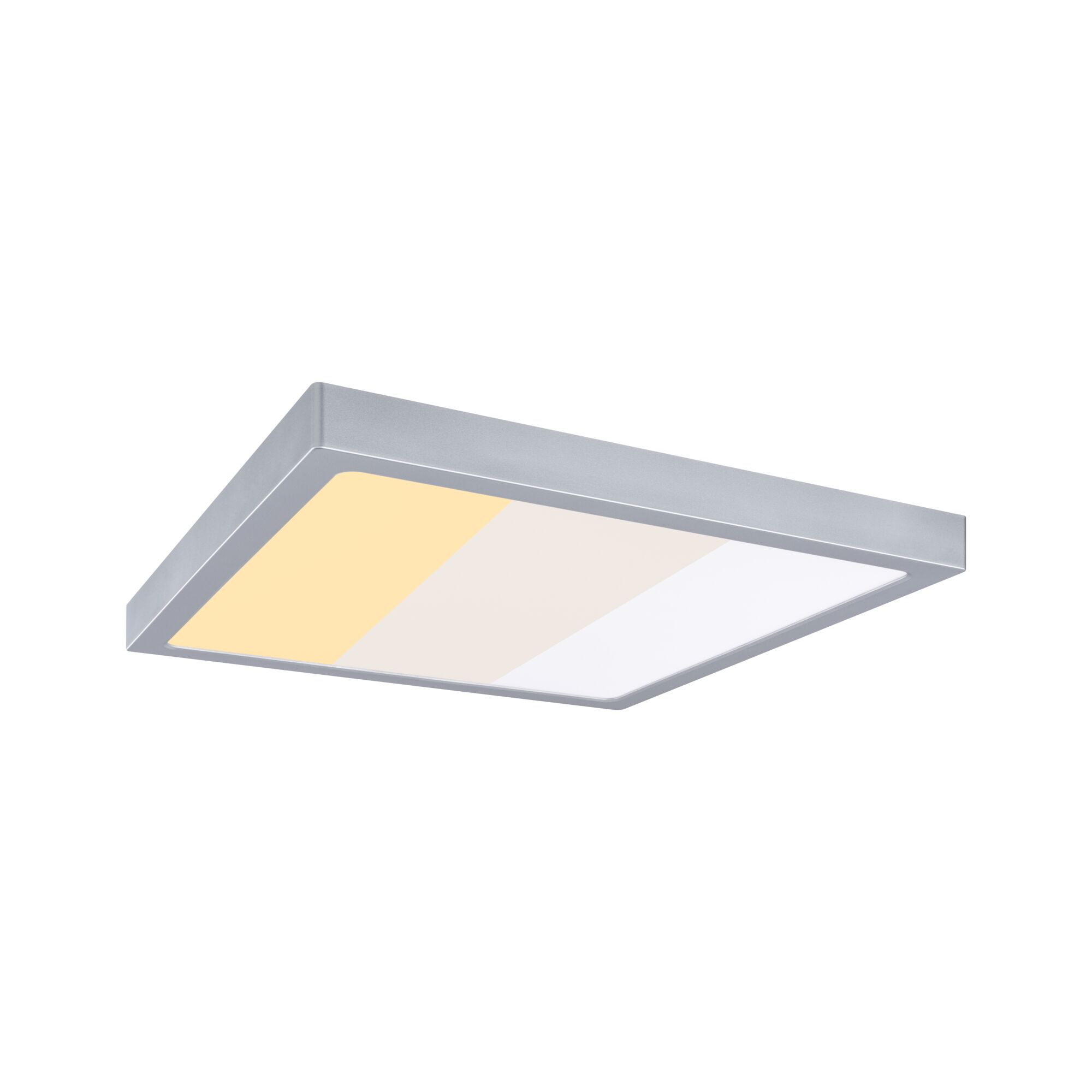 Rechteckige Deckenleuchte aus silbernem Metall mit einstellbarer Farbtemperatur und LED-Technik