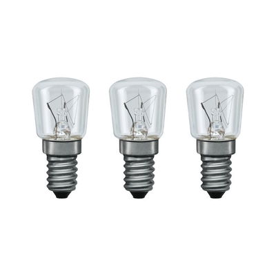 Three small clear glass bulbs with metal screw base for household lighting use.