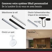 Système de rail URail modulaire noir et blanc avec spots LED pour un éclairage personnalisé