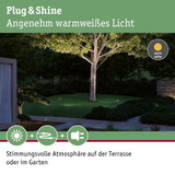 Warmweißes Plug & Shine LED-Gartenlicht beleuchtet Baum und Terrasse für stimmungsvolle Atmosphäre