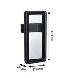 Black rectangular outdoor wall light in metal with frosted glass, dimensions 403x170x107 mm