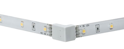 Witte LED-strip met 90 graden connector voor flexibele 12V DC verlichting