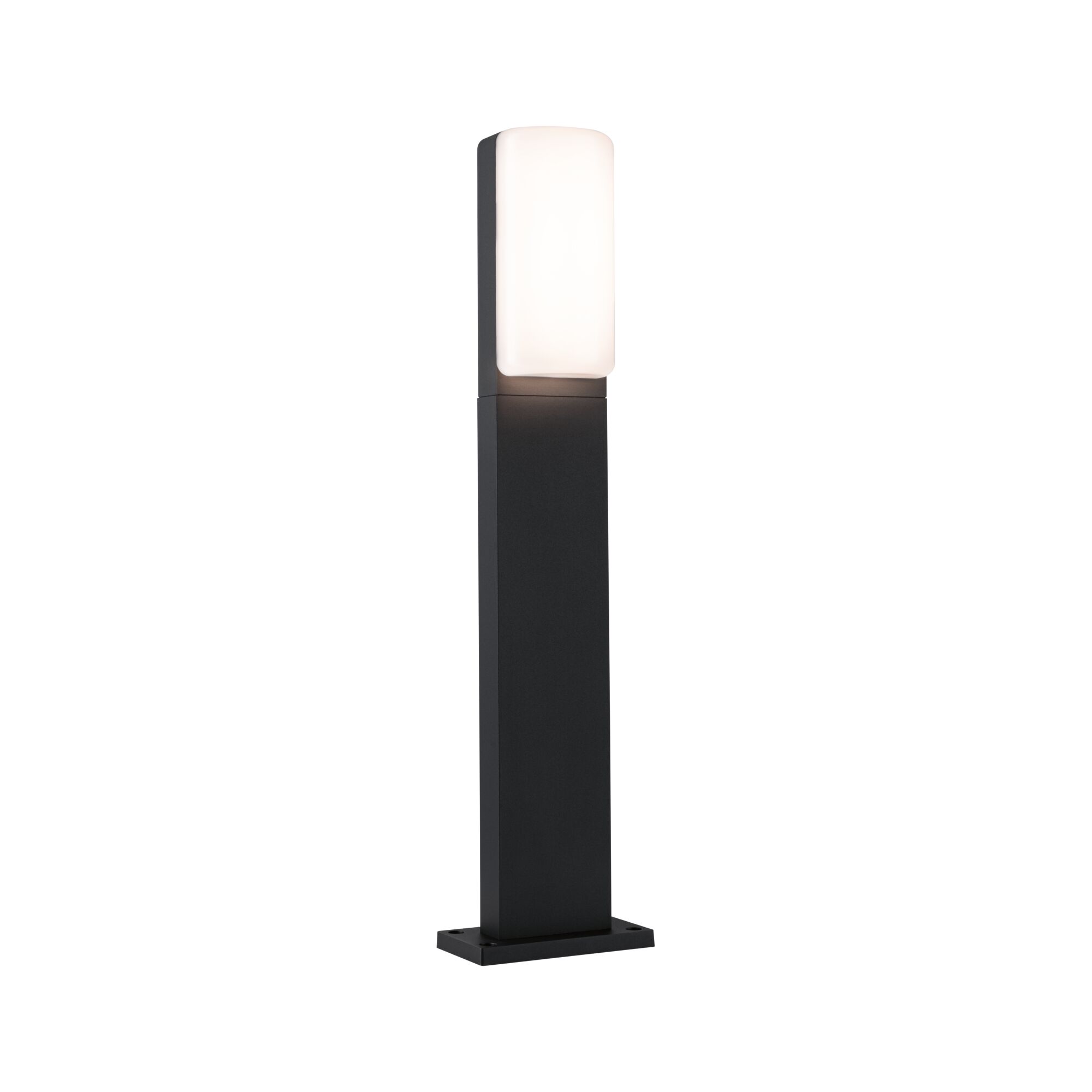 Modern black outdoor lamp with white opal glass for garden and terrace lighting