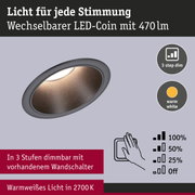 LED-Einbaustrahler in Grau mit warmweißem Licht 2700K und 3-Stufen-Dimmung per Wandschalter
