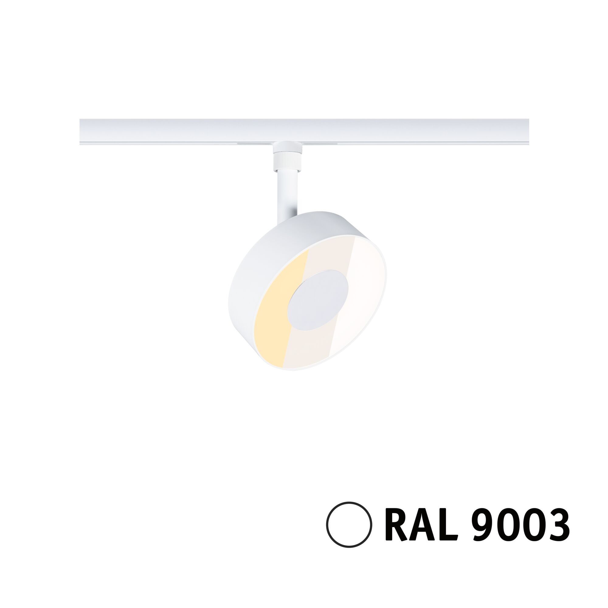 URail Rail spot Circle 250lm 5W 2700 - 4000K dimmable 230V Signal white Modern white metal LED spotlight with round shape and warm white light for track lighting systems