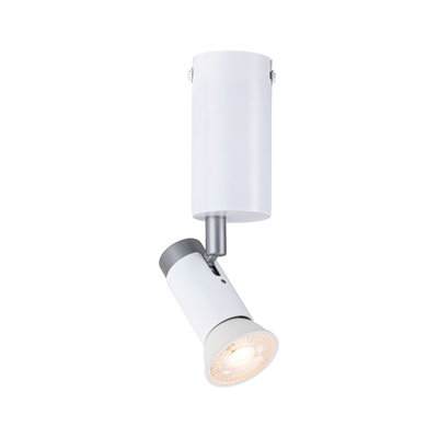 Modern white metal LED spotlight with adjustable head for targeted lighting