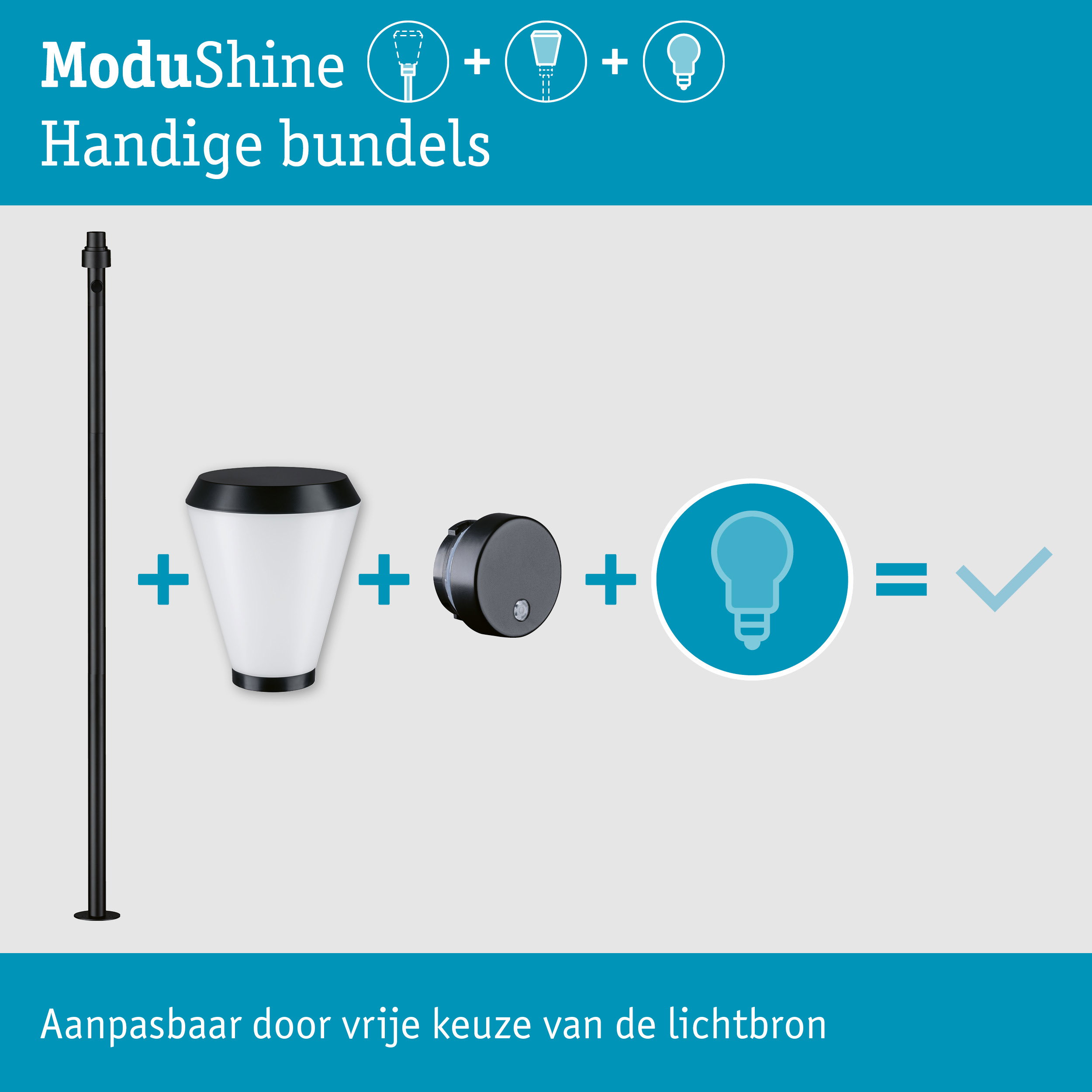 Set ModuShine Paaltje Varino hoog met sensor Antraciet