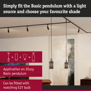 Black metal Basic pendant light with E27 socket, modern hanging lamp for living spaces