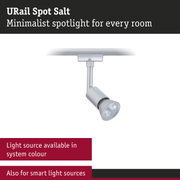 Minimalist URail Spot Salt in matte silver for versatile LED spotlighting in any room