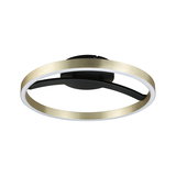 Modern LED ceiling light with brushed brass ring and black center for stylish home lighting