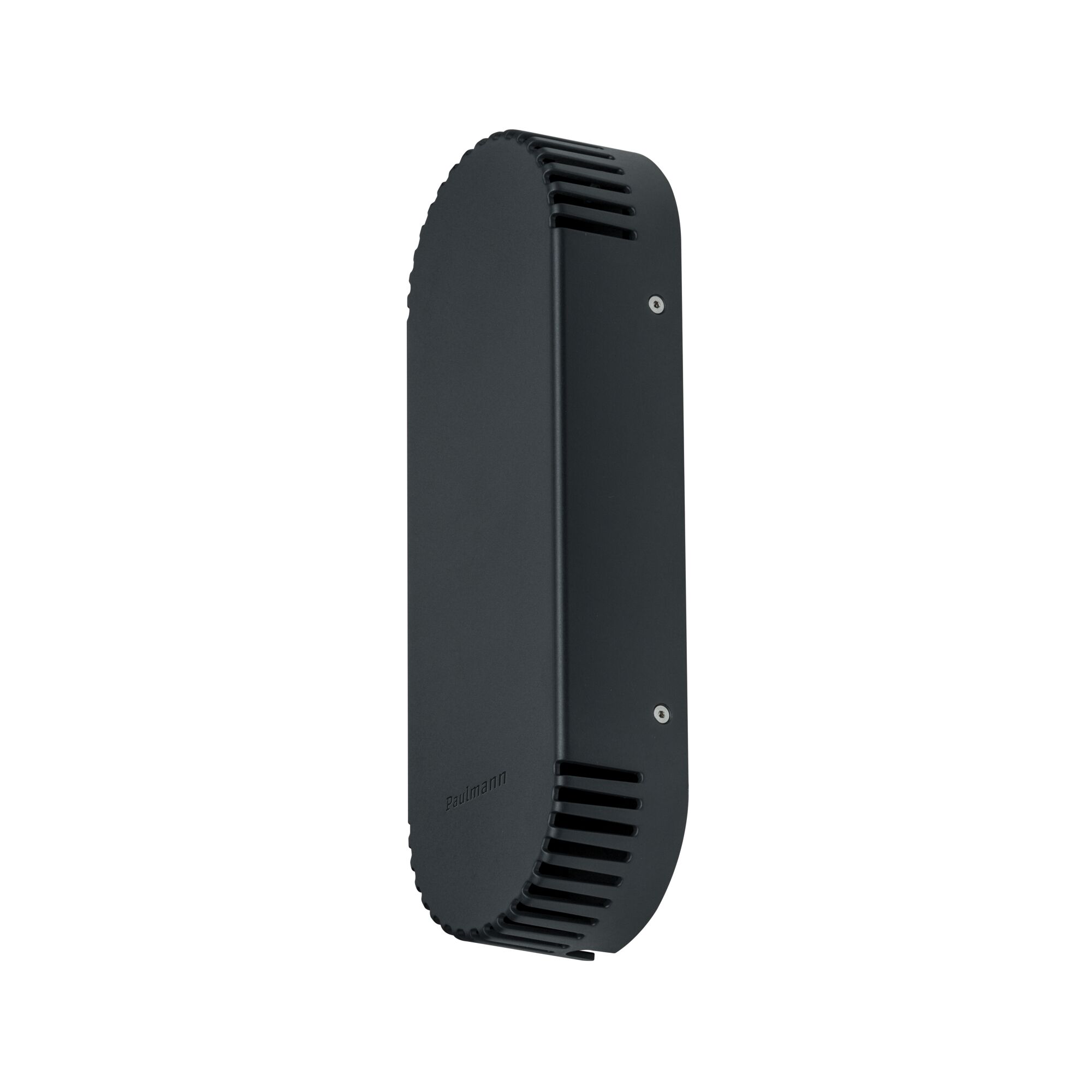 Applique murale noire en aluminium avec fentes de ventilation et bords arrondis pour éclairage intérieur moderne