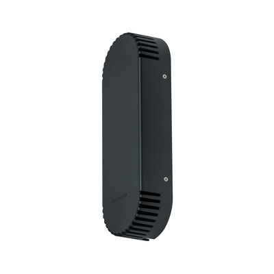 Applique murale noire en aluminium avec fentes de ventilation et bords arrondis pour éclairage intérieur moderne