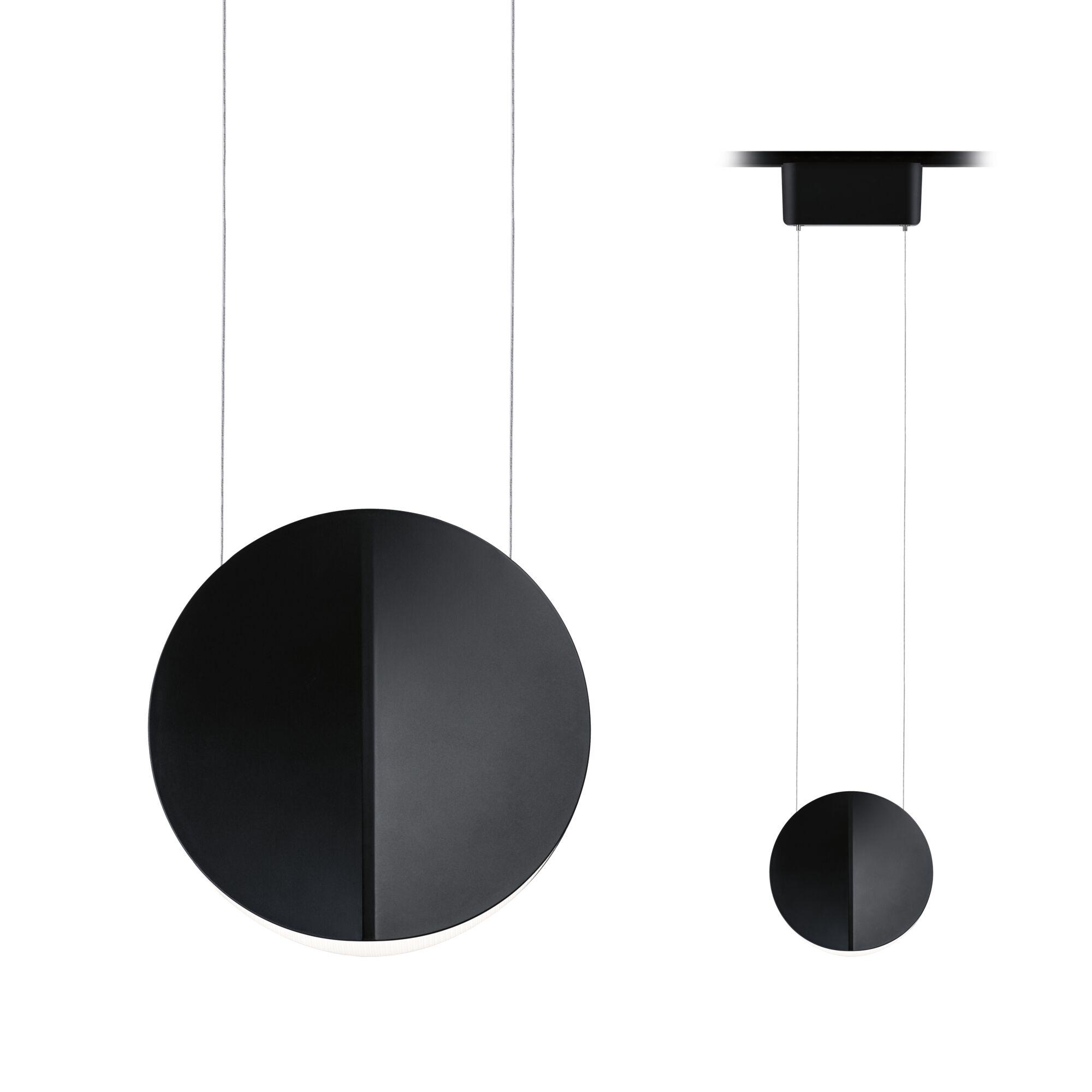 Ronde zwarte metalen LED-hanglamp met minimalistisch ontwerp voor moderne binnenverlichting