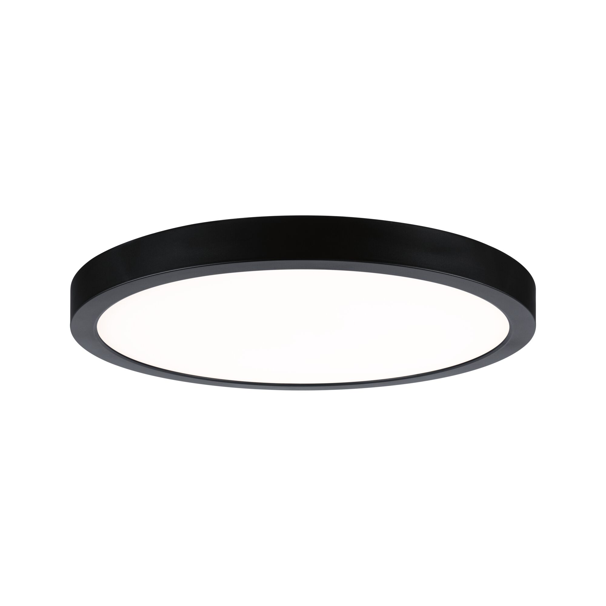 Runde LED-Deckenleuchte mit schwarzem Aluminiumrahmen und weißem Diffusor für modernes Raumlicht