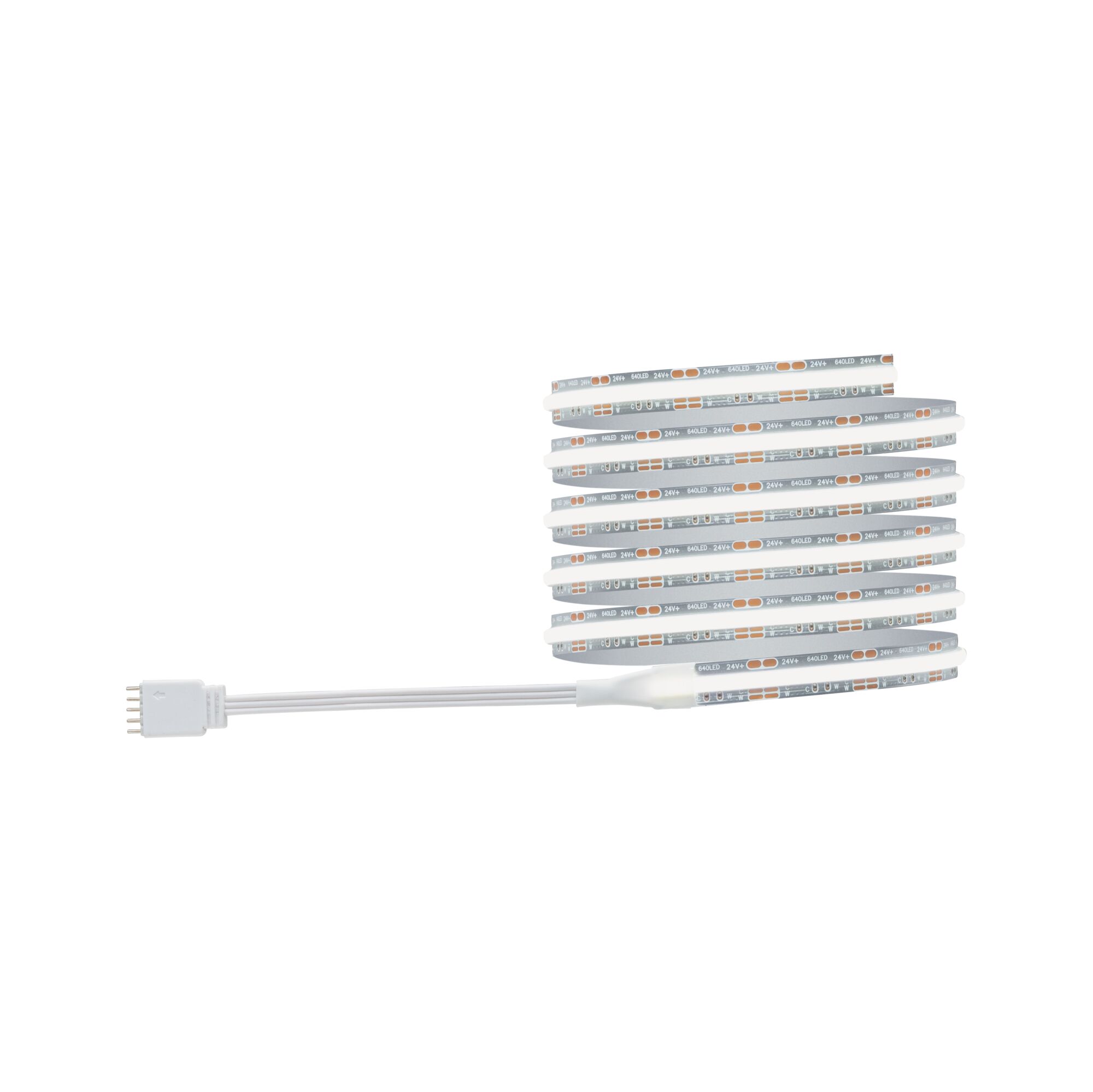 Flexible LED strip with white light and 24V connector for modern lighting solutions