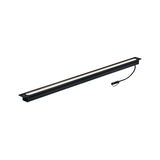 Zwarte metalen LED-inbouwlamp met warm wit licht en aansluitkabel voor moderne binnenverlichting