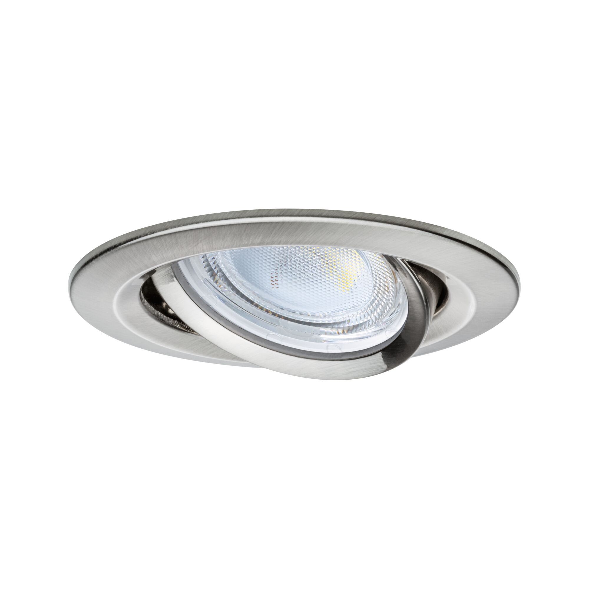 Round adjustable recessed spotlight in brushed stainless steel for indoor LED lighting