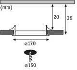 Technische Zeichnung eines Einbaustrahler-Schnitts mit 170 mm Durchmesser und 35 mm Einbautiefe