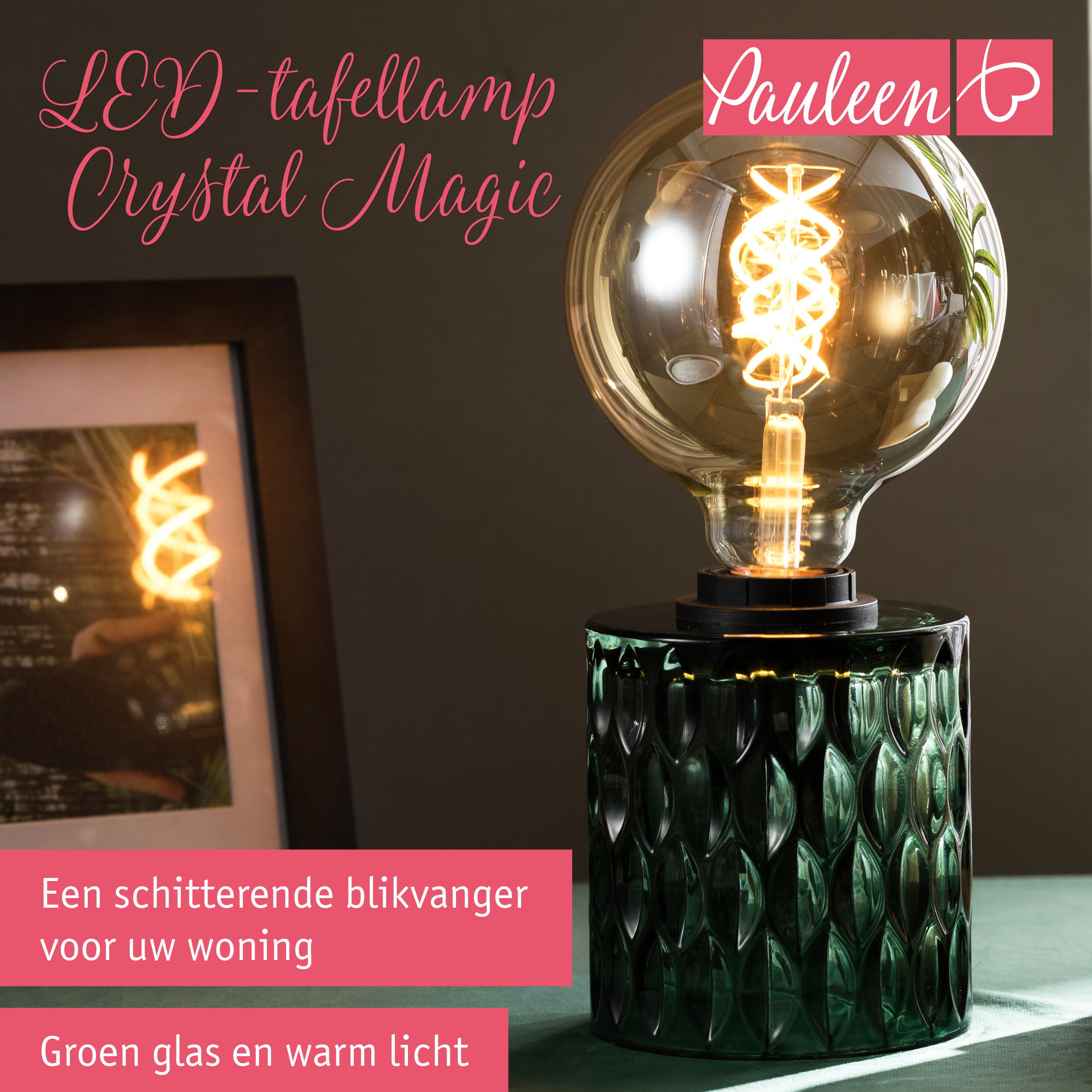 Paulmann Pauleen LED-tafellamp Crystal Magic E27 max. 20W Groen