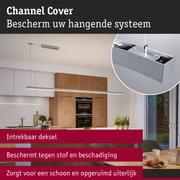 Moderne zilverkleurige aluminium channel cover beschermt hangend verlichtingssysteem tegen stof en beschadiging
