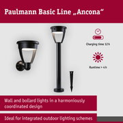 Solar LED ground spike Ferrara IP44 3000K 400lm Black 121x690mm