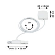 White electrical connection cable 2 m long with compact dimensions for LED track lighting