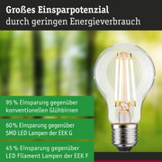 Energiesparende LED-Glühbirne mit klarem Glas und silbernem Sockel für nachhaltige Beleuchtung