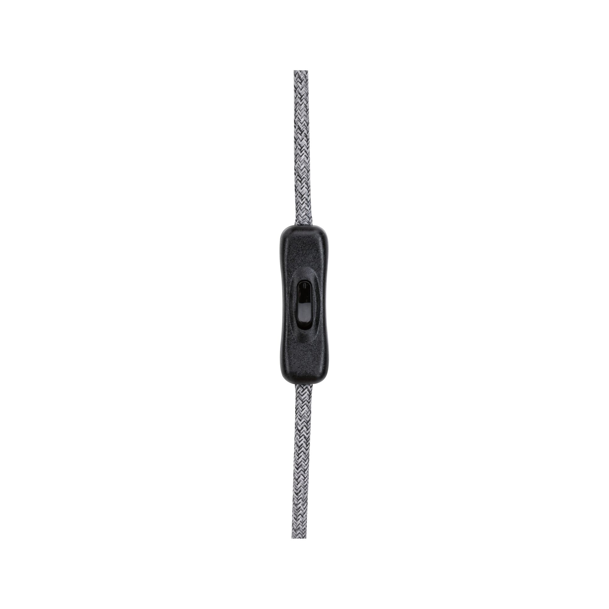Black plastic switch with grey textile cable for lighting and lamp control