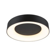 Rund sort LED-loftlampe med varmt hvidt lys og moderne design til opholdsrum