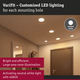 VariFit recessed LED lights in neutral white for bright, efficient room illumination with 4000 K