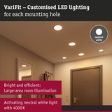 VariFit recessed LED lights in neutral white for bright, efficient room illumination with 4000 K