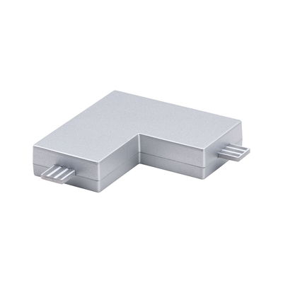 Connecteur en aluminium argenté en forme de L pour éclairage LED sur rail avec deux extrémités de branchement
